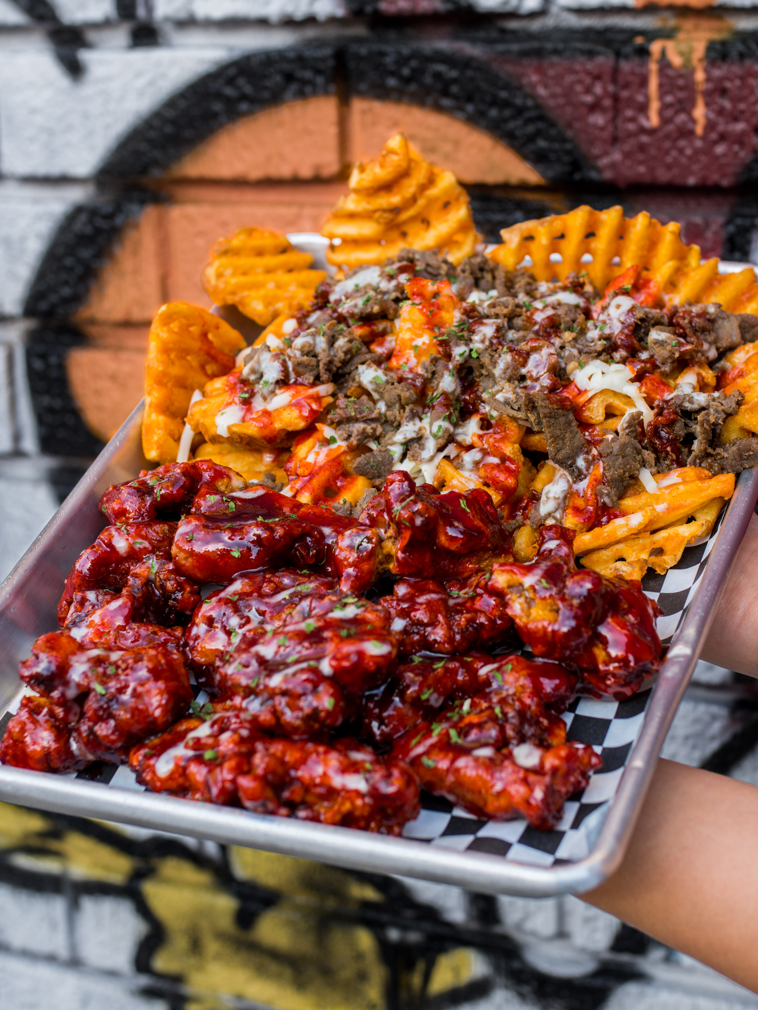 Aria's Bulgogi Waffle Fries and Sweet and Spicy Korean Fried Chicken