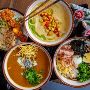 japanese restaurants in sf - kagawa-ya flatlay of 3 udon bowls