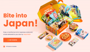 TokyoTreat Japanese Snack Subscription Box flatlay of box with snacks spread out