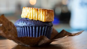 best ube desserts in the bay area - cafe 86 Ube Leche Flan Cupcakes