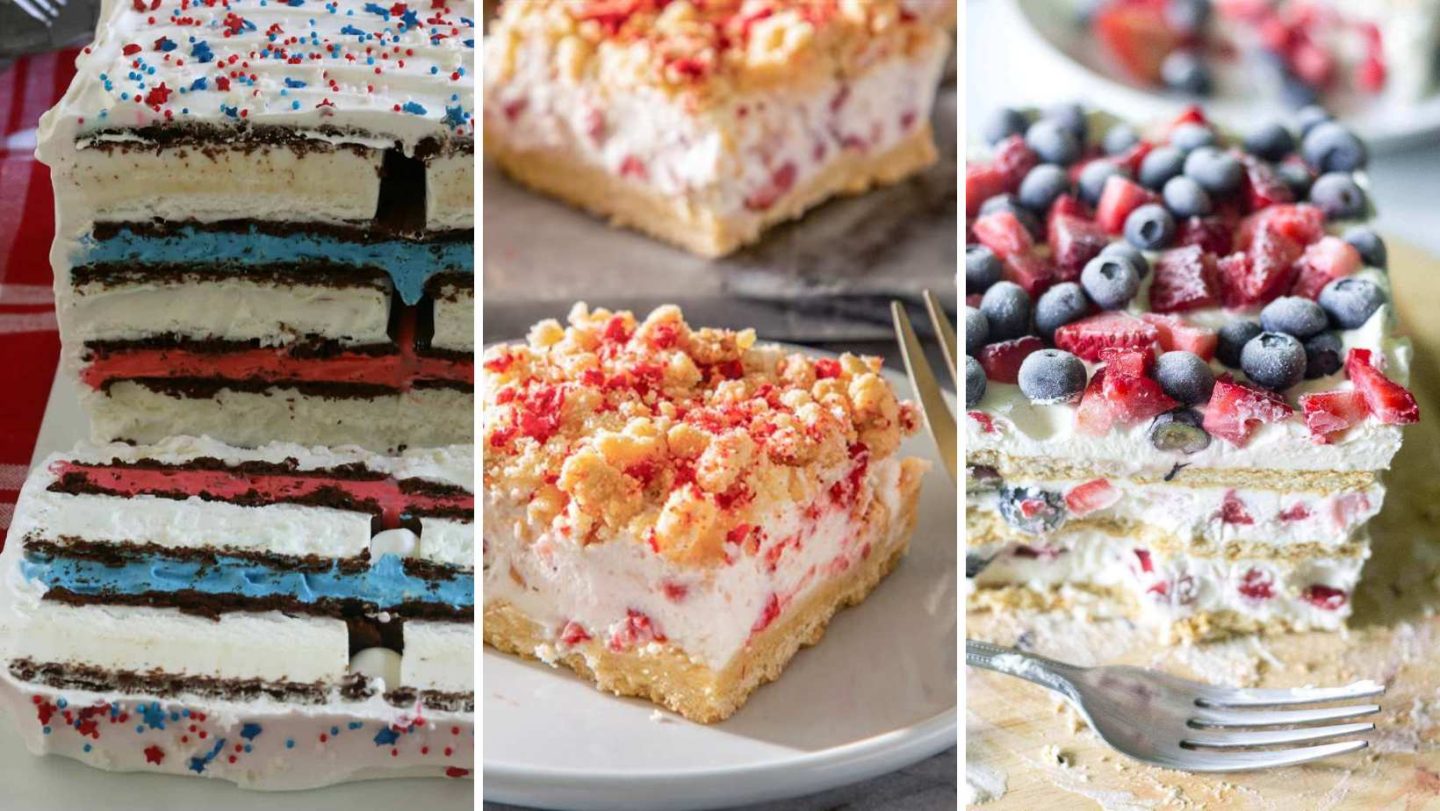 4th of July Desserts - ice cream sandwich, shortcake bars, icebox cake