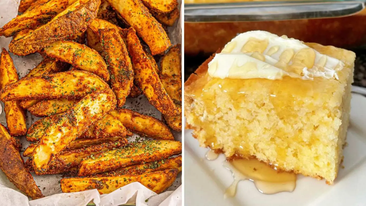 4th of july foods - baked potato wedges, and cornbread